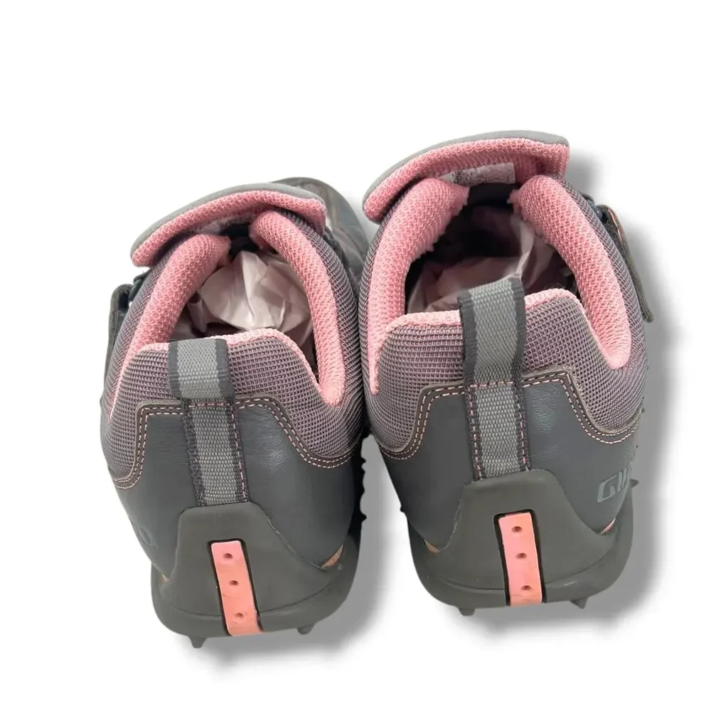 GIRO Women's Urge Spiked Bike Riding Shoes Pink & Gray 7.5
